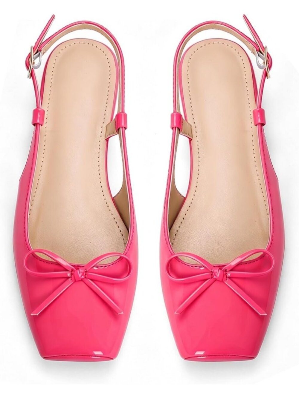 Women's Rose Slingback Square Toe Bow Knit Ankle Buckle Satin Ballet Flats